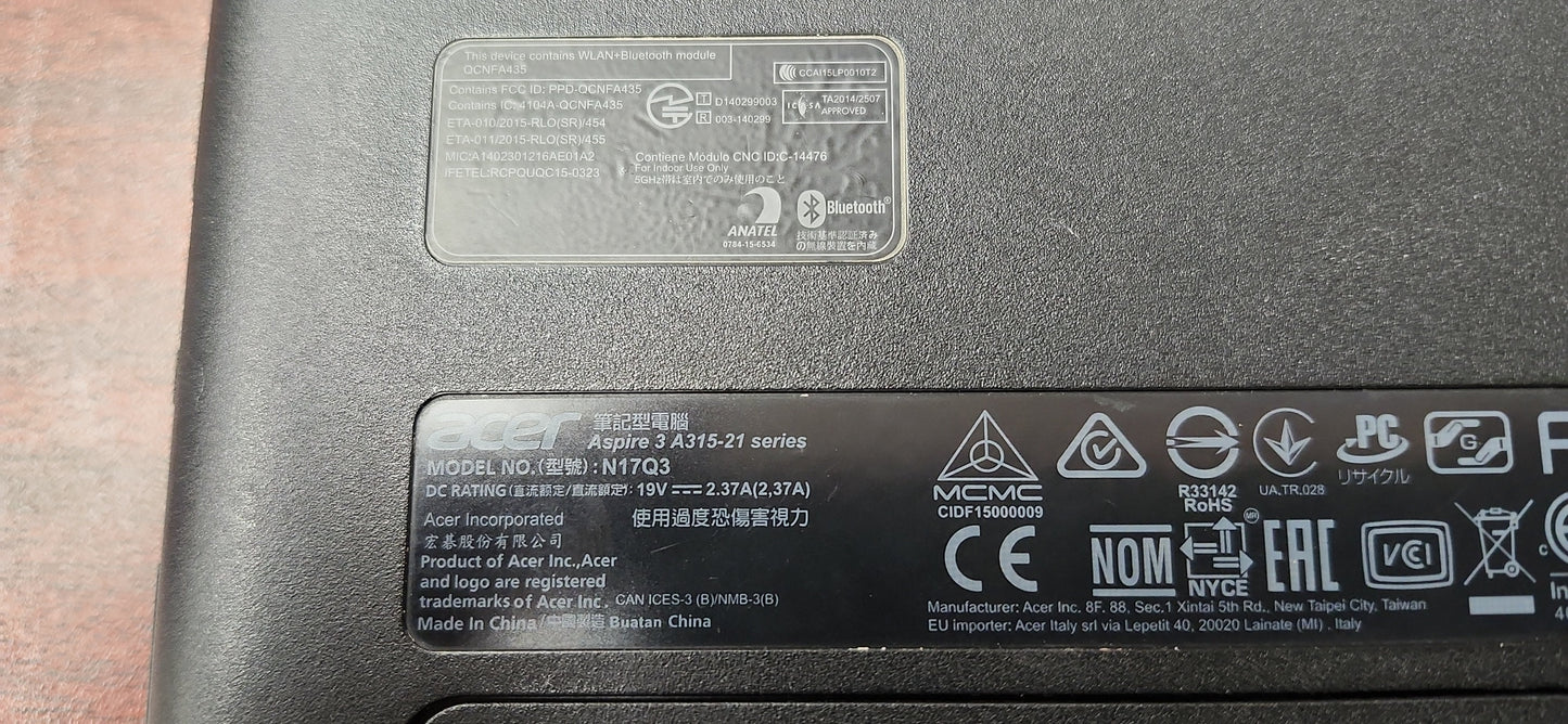 *ACER ASPIRE 3 A315-21 AMD A4 9200 RADEON 4 COMPUTE CORE