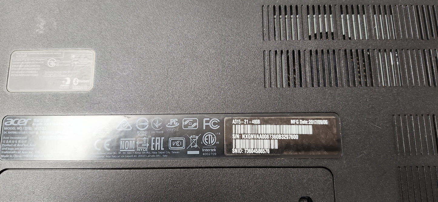 *ACER ASPIRE 3 A315-21 AMD A4 9200 RADEON 4 COMPUTE CORE